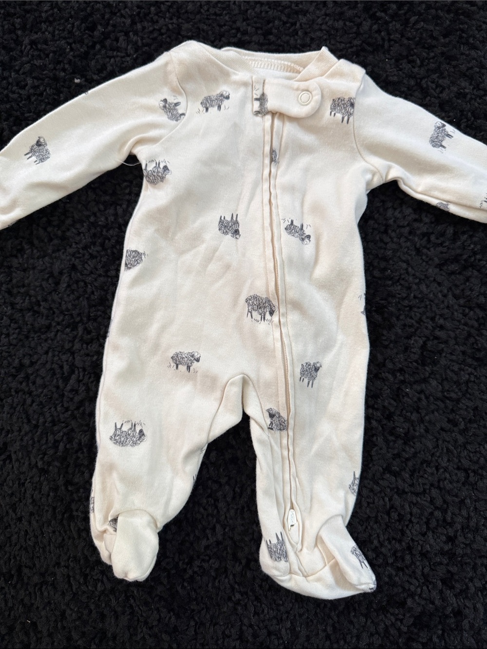 Carter's Cream Footed One-Piece with Sheep Print
